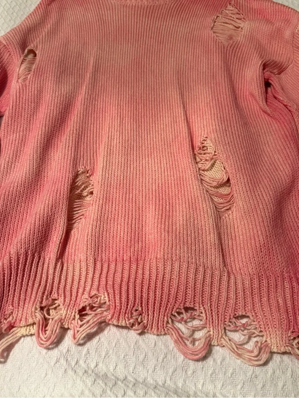 Fashion Nova Pink Distressed oversized Crewneck Sweater - Picture 3 of 4